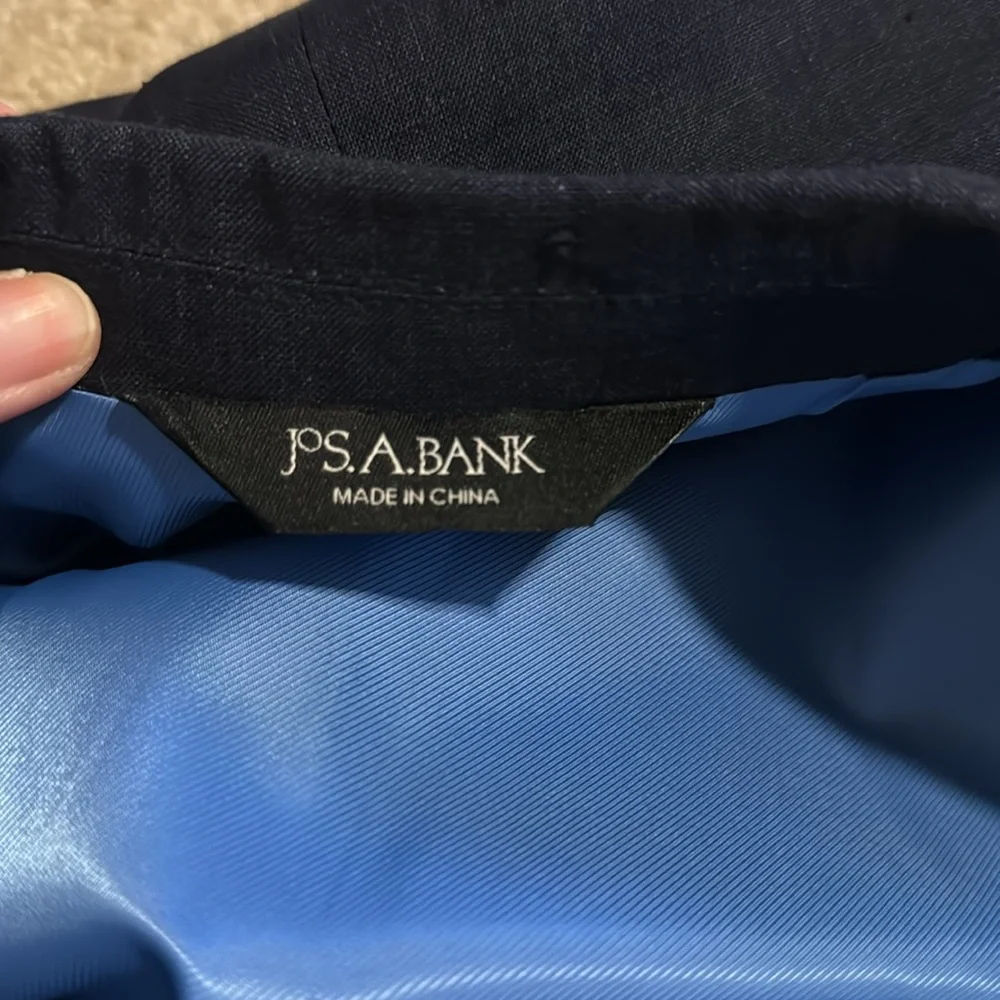 Jos. A. Bank Linen Blazer Navy Lined Two Button Closure NWT-Medium